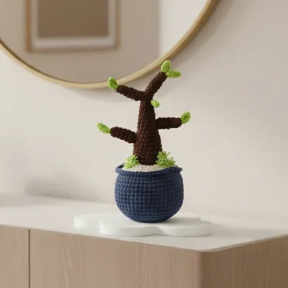 Crochet Potted Plants - Stylish Home Decor - Tree Trunk