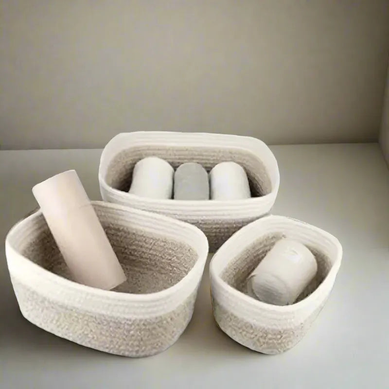 White & Brown Decor basket - Multiple Sizes