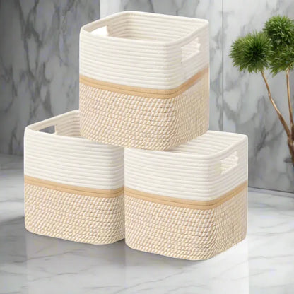 Rustic White & Beige Cube Organizers - Multiple Sizes