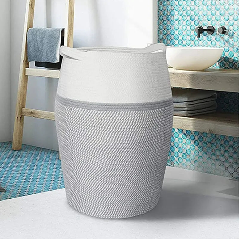 White & Grey Foldable Storage Basket - Medium, Large