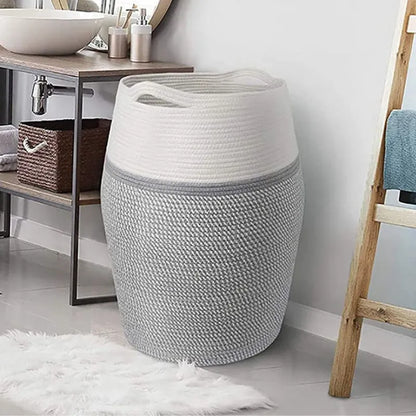 White & Grey Foldable Storage Basket - Medium, Large