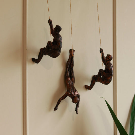 Rock Climbing Men Wall Art Set of 3 - 3D Decor - Copper