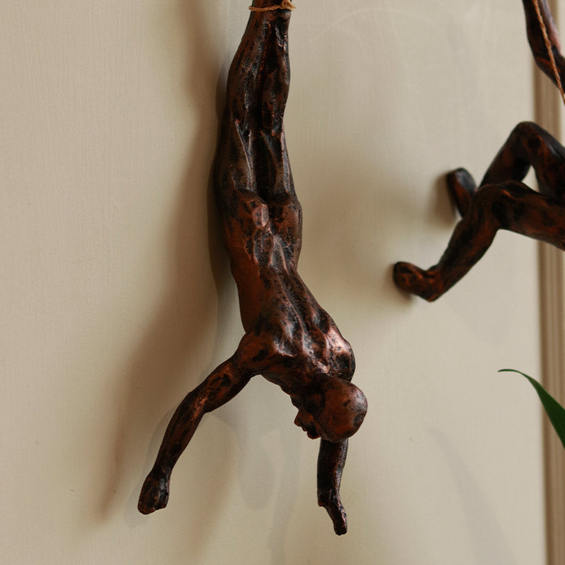 Rock Climbing Men Wall Art Set of 3 - 3D Decor - Copper