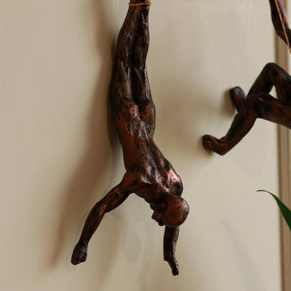 Rock Climbing Men Wall Art Set of 3 - 3D Decor - Copper