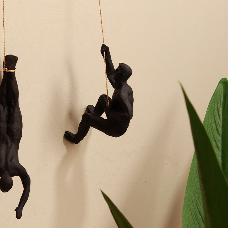 Rock Climbing Men Wall Art Set of 3 - 3D Decor - Black