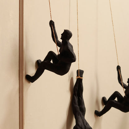 Rock Climbing Men Wall Art Set of 3 - 3D Decor - Black