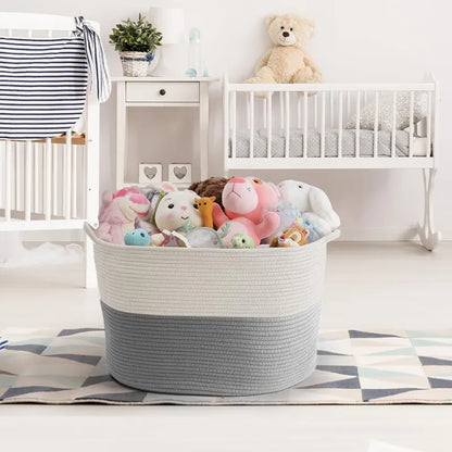 White Grey Extra Large Storage, Laundry Basket - 22 inch x 22 inch x 14 inch