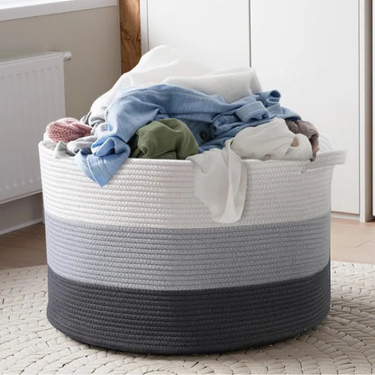 White & Grey Extra Large Storage & Laundry Basket - 22 inch x 22 inch x 14 inch