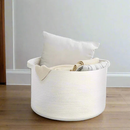 White Extra Large Storage, Laundry Basket - 22 inch x 22 inch x 14 inch