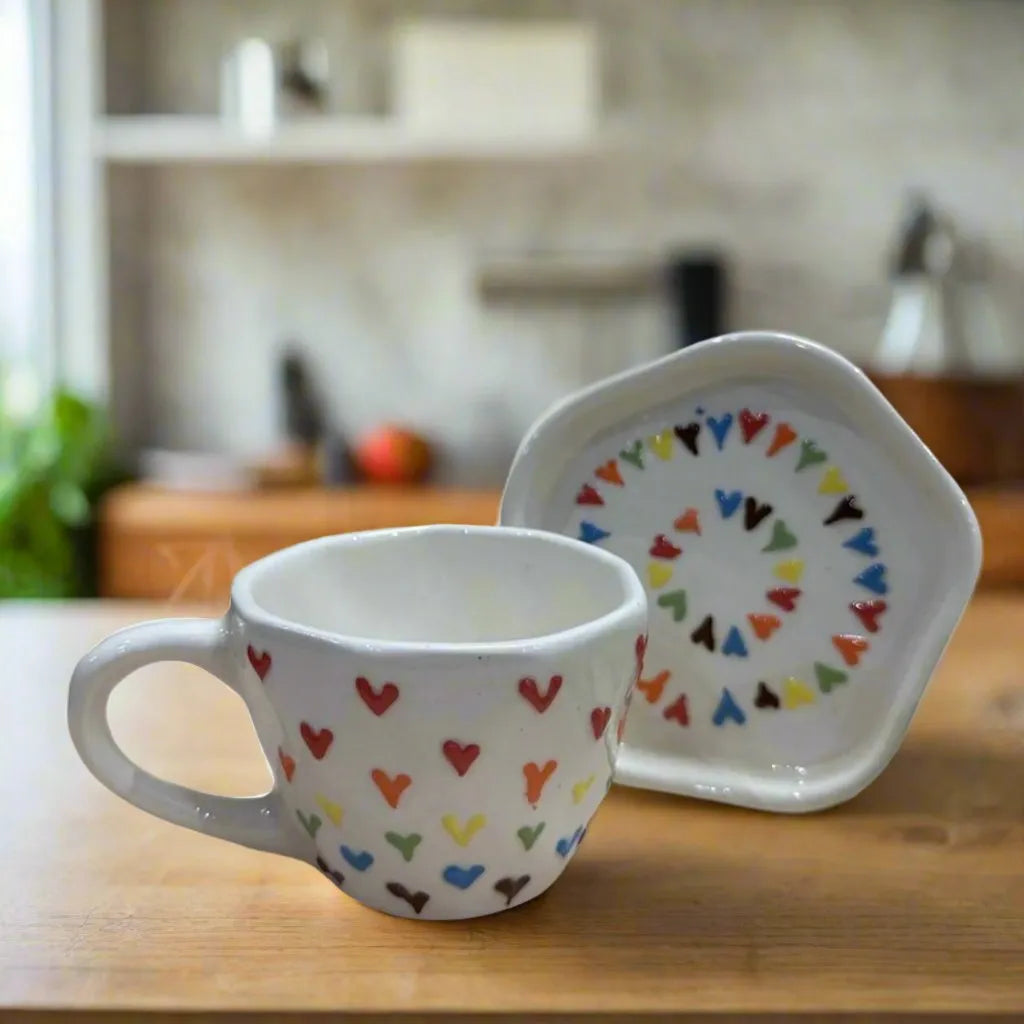 Heartfelt Bliss Mug & Saucer Set - 240 ml