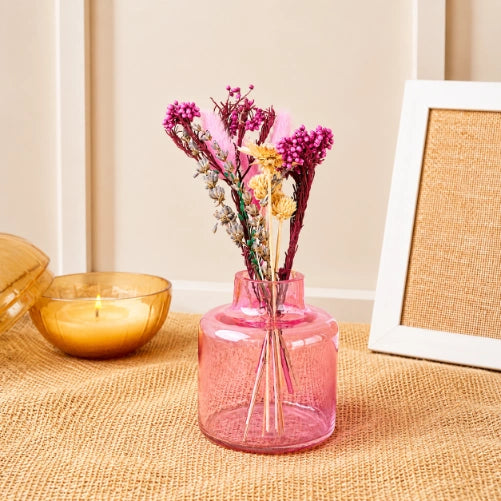 Blush Bloom Dried Floral Glass Vase Decor