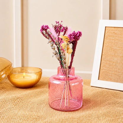 Blush Bloom Dried Floral Glass Vase Decor