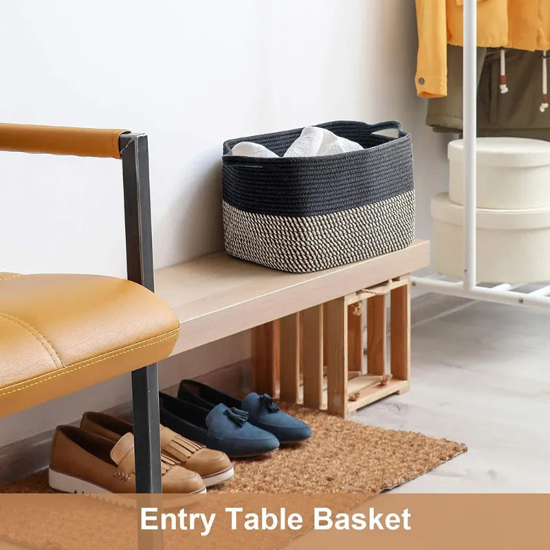 Black Cotton Storage Baskets for Shelves - Multiple Sizes