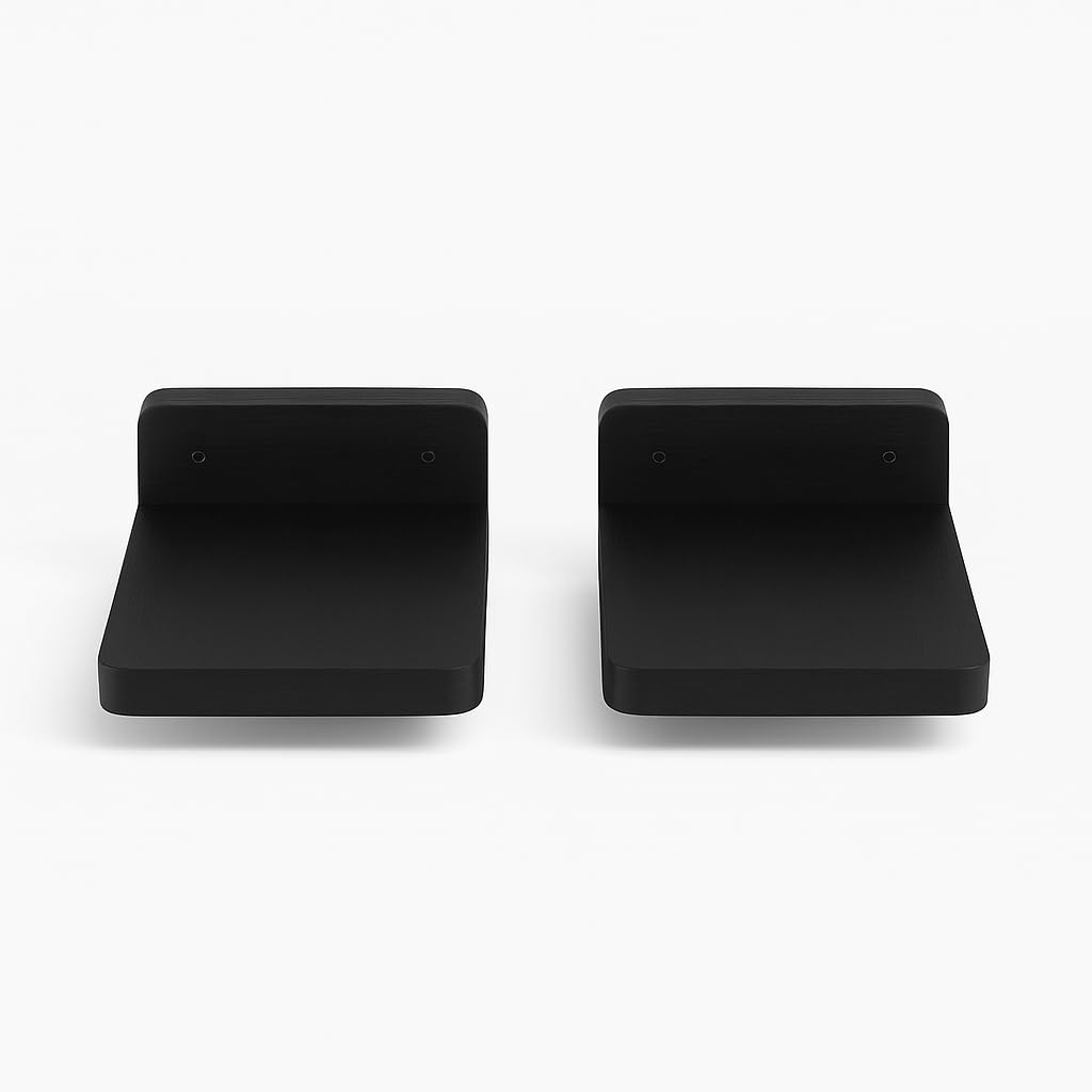 Matte Black Floating Wall Shelves – Wooden - Set of 2