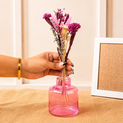 Blush Bloom Dried Floral Glass Vase Decor