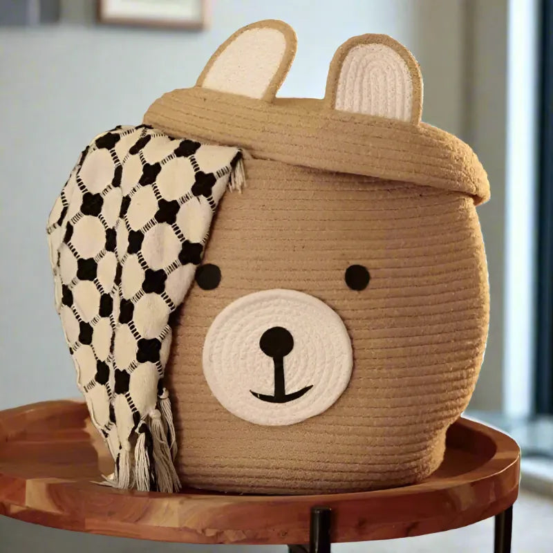 Beige Bear Storage Basket - 12 inch x 16 inch