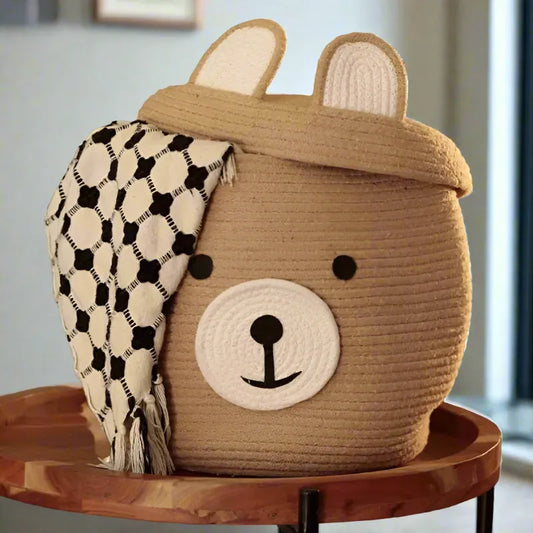 Beige Bear Storage Basket - 12 inch x 16 inch