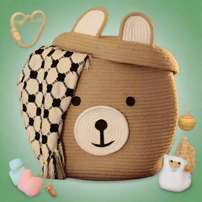 Beige Bear Storage Basket - 12 inch x 16 inch