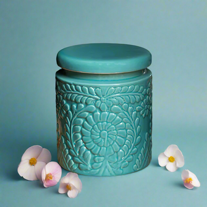 Artisanal Handcrafted Blue Ceramic Storage Jar - 1000 ml