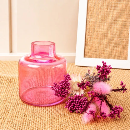Blush Bloom Dried Floral Glass Vase Decor