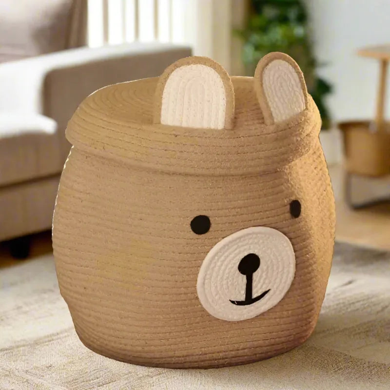 Beige Bear Storage Basket - 12 inch x 16 inch