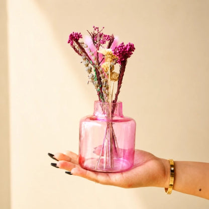 Blush Bloom Dried Floral Glass Vase Decor