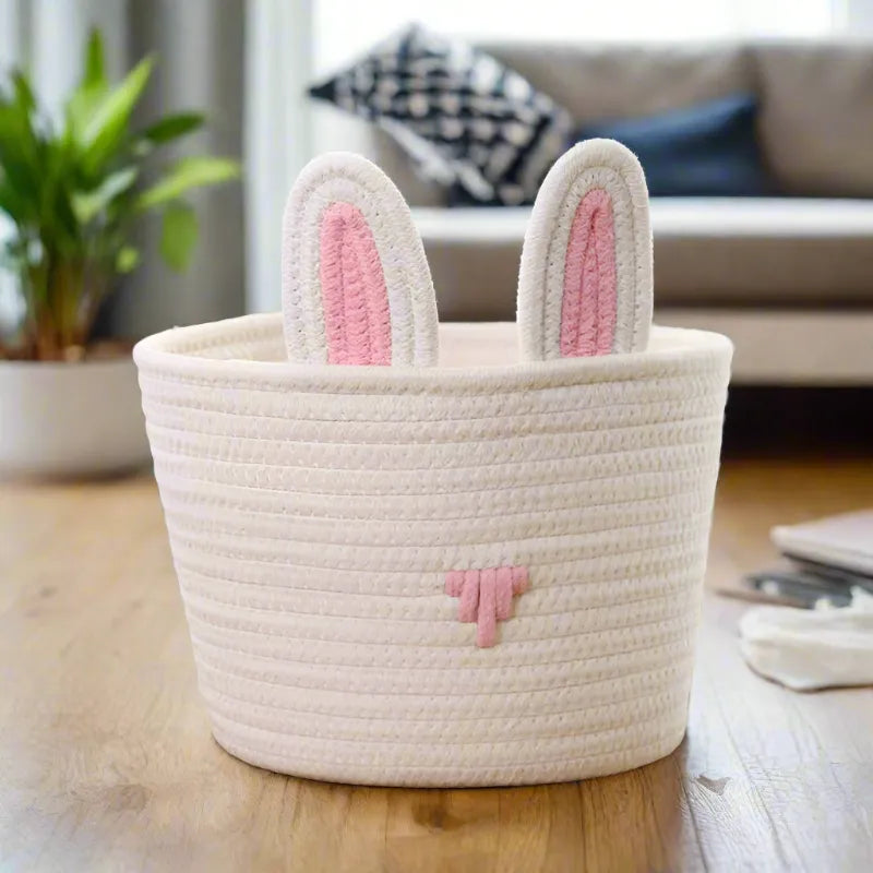 Cute Cotton Bunny Ear Storage Basket - Multiple colors