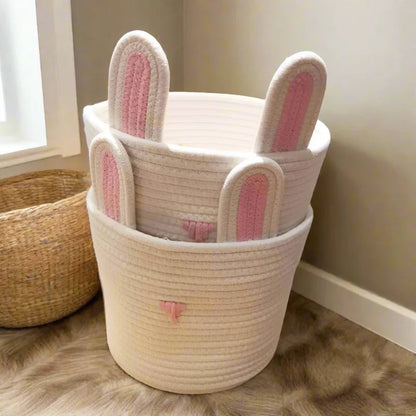 Cute Cotton Bunny Ear Storage Basket - Multiple colors