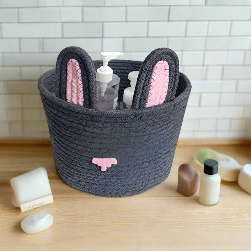 Cute Cotton Bunny Ear Storage Basket - Multiple colors