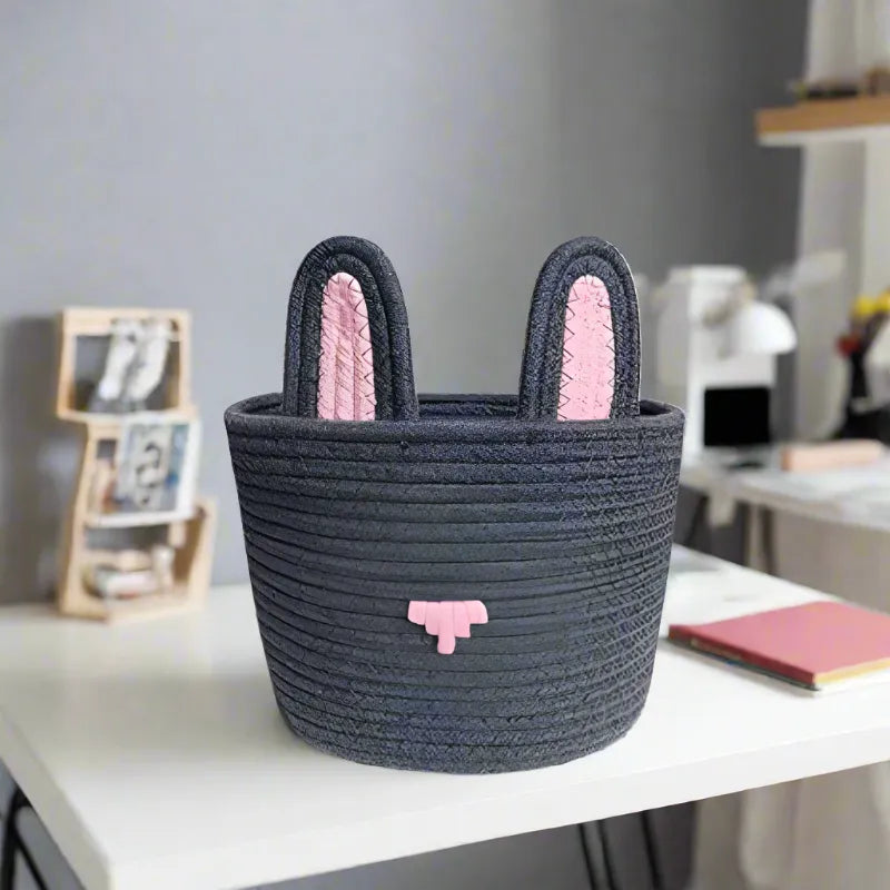 Cute Cotton Bunny Ear Storage Basket - Multiple colors