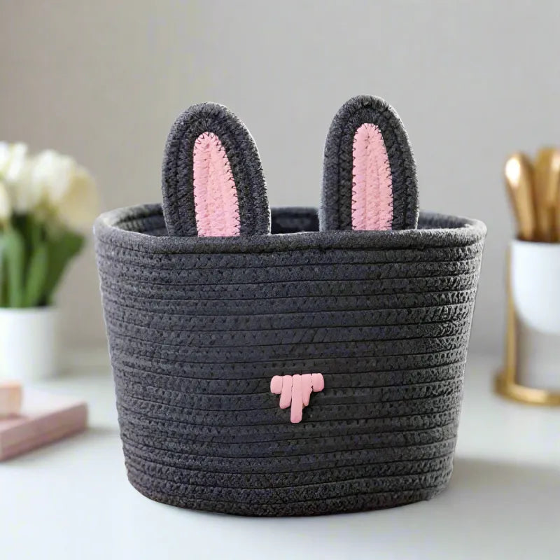 Cute Cotton Bunny Ear Storage Basket - Multiple colors