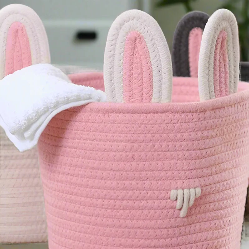 Cute Cotton Bunny Ear Storage Basket - Multiple colors