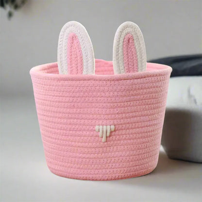 Cute Cotton Bunny Ear Storage Basket - Multiple colors