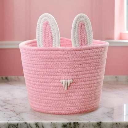 Cute Cotton Bunny Ear Storage Basket - Multiple colors