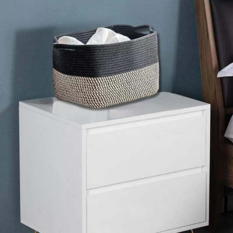 Black Cotton Storage Baskets for Shelves - Multiple Sizes