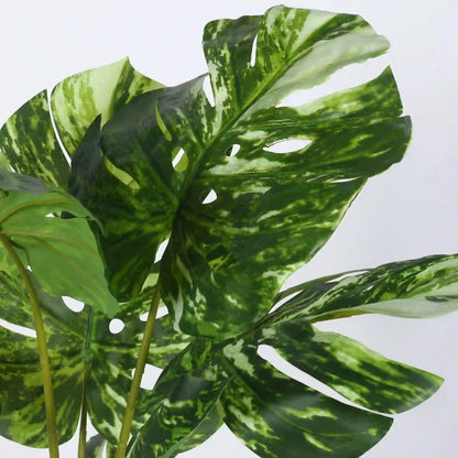 Variegated Monstera Leaf Plant with Pot - Artificial Plant