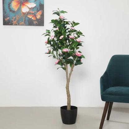Mini Camellia Rose Decorative Plant with Pot - Artificial Plant