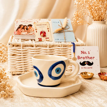 Blue Protection Evil Eye Theme Rakhi Gift Hamper for Bhai and Bhabhi