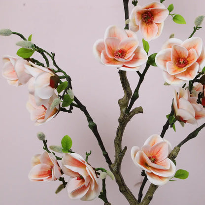 Magnolia Flowers Plant Faux Silk Potted Tree - Artificial Plant