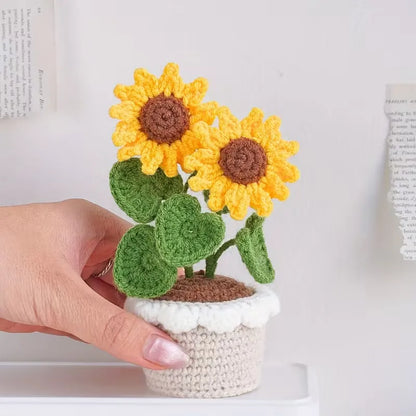Crochet Flower with Pots - Home Decor - Sunflower