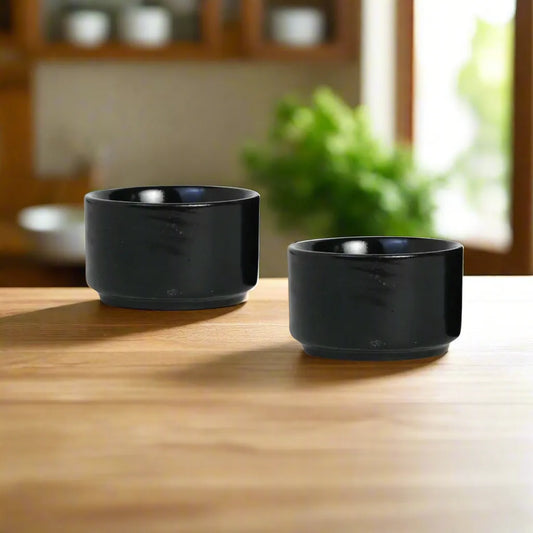 Black Handcrafted Ceramic Dip Bowls