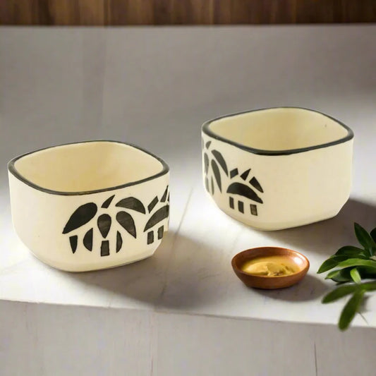 Black & White Hand Painted Ceramic Dip Bowls