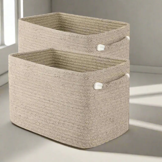 Brown Storage Baskets for Shelves - 15 inch x 10 inch x 9.5 inch