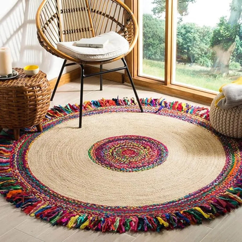 Reversible Jute & Cotton Round Rug - 3 Sizes