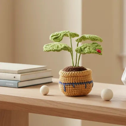 Crochet Potted Plants - Stylish Home Decor - Turtle back Bamboo bonsii