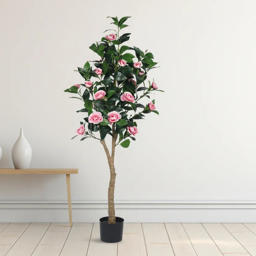 Mini Camellia Rose Decorative Plant with Pot - Artificial Plant