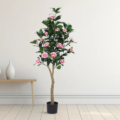 Mini Camellia Rose Decorative Plant with Pot - Artificial Plant