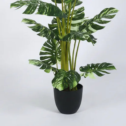 Variegated Monstera Leaf Plant with Pot - Artificial Plant
