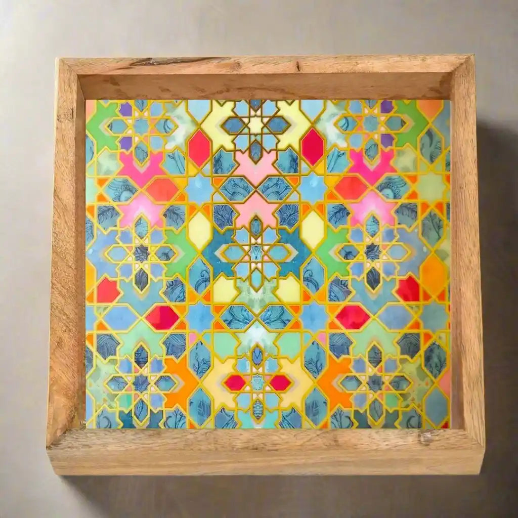Colorful Sporadic Print Wooden Serveware