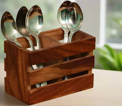 Wooden Cutlery Stand - 8 inch x 6 inch x 3 inch